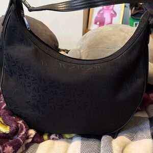 Anne Klein  Monogram Hobo Handbag in Black